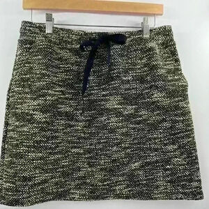 Ann Taylor LOFT Medium Pull On‎ Mini Skirt Black Ivory Front Side Pockets Ribbon